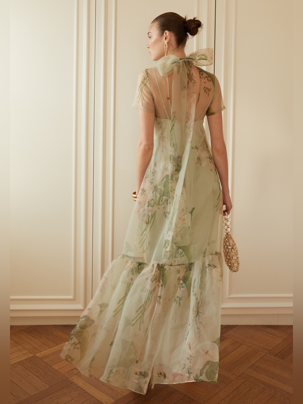 NWT Caara Melody Few Moda Maxi Dress size Medium M Green mint blossom floral - Picture 3 of 6